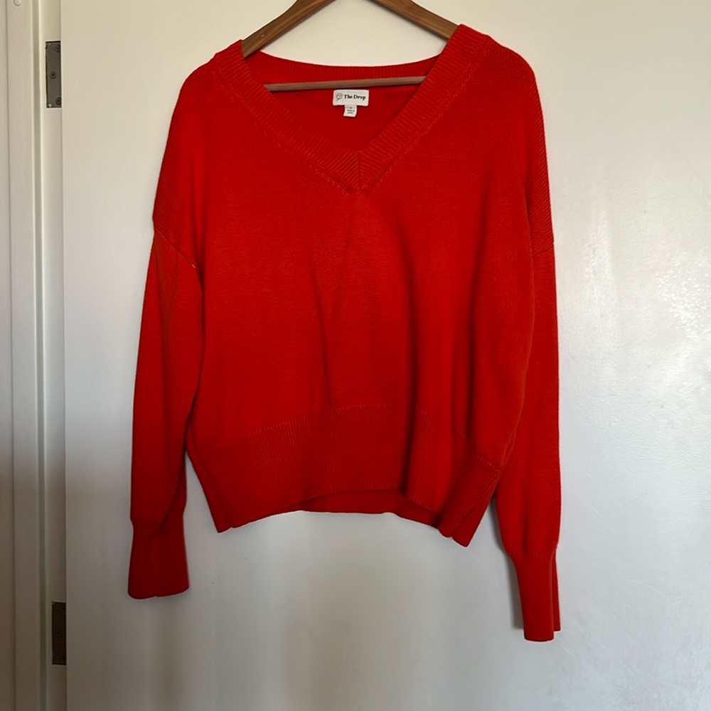 Reddish orange v neck sweater by The Drop Size S
